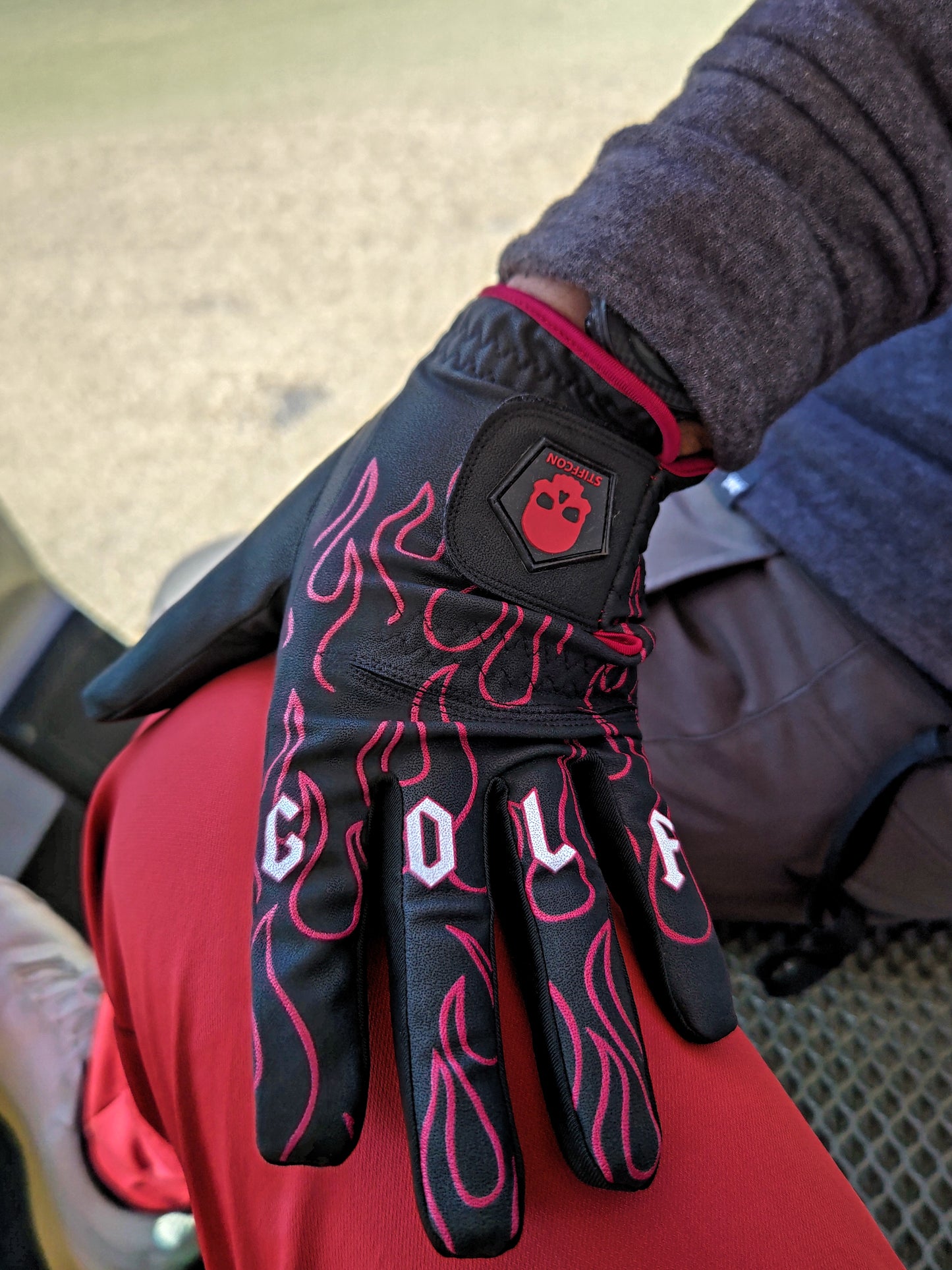 FLUO FIREFLAME メンズゴルフグローブ左手 ファイヤーフレイム V5