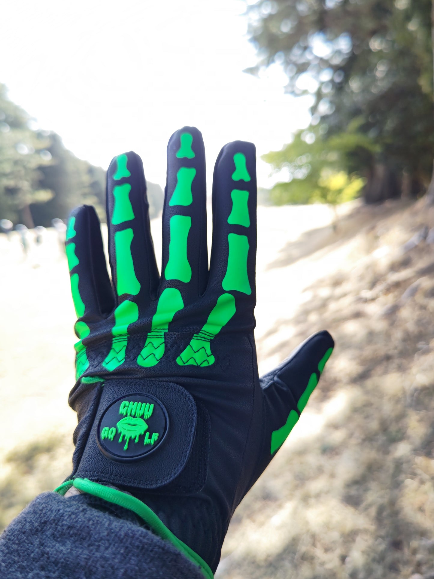 TULANG CHUULMG メンズ骨柄ゴルフグローブ左手 トゥーランチュウライム V5