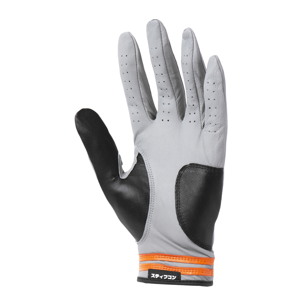 MAVLUS たまゆら メンズゴルフグローブ_ライトグレー/オレンジ