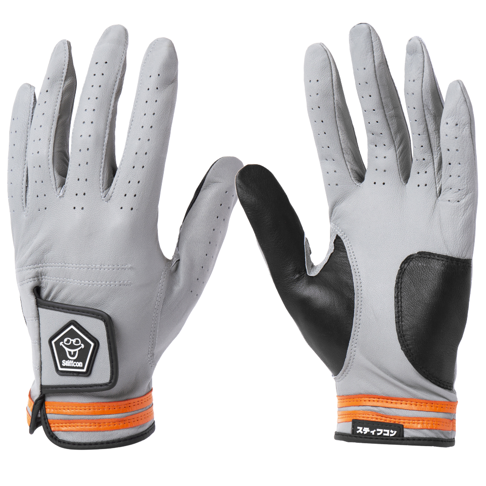MAVLUS たまゆら メンズゴルフグローブ_ライトグレー/オレンジ