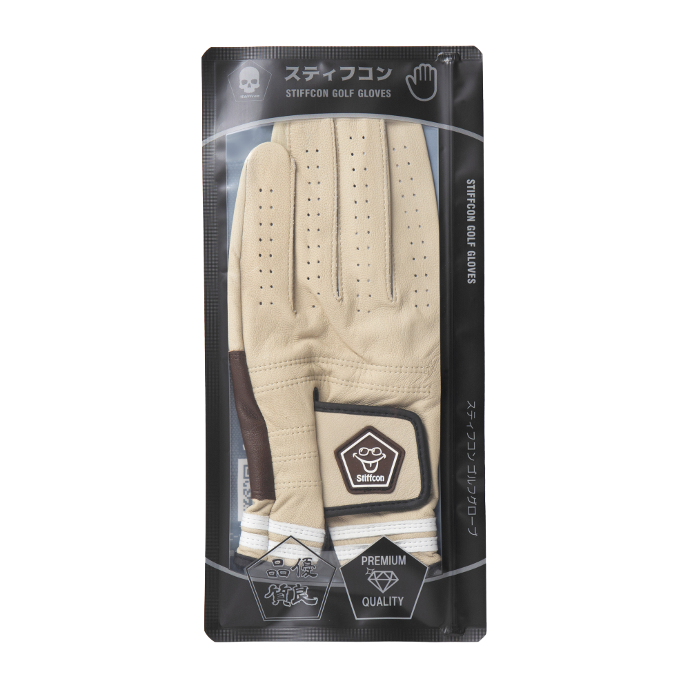 【SALE】MAVLUS こはく メンズゴルフグローブ_ベージュ/ホワイト