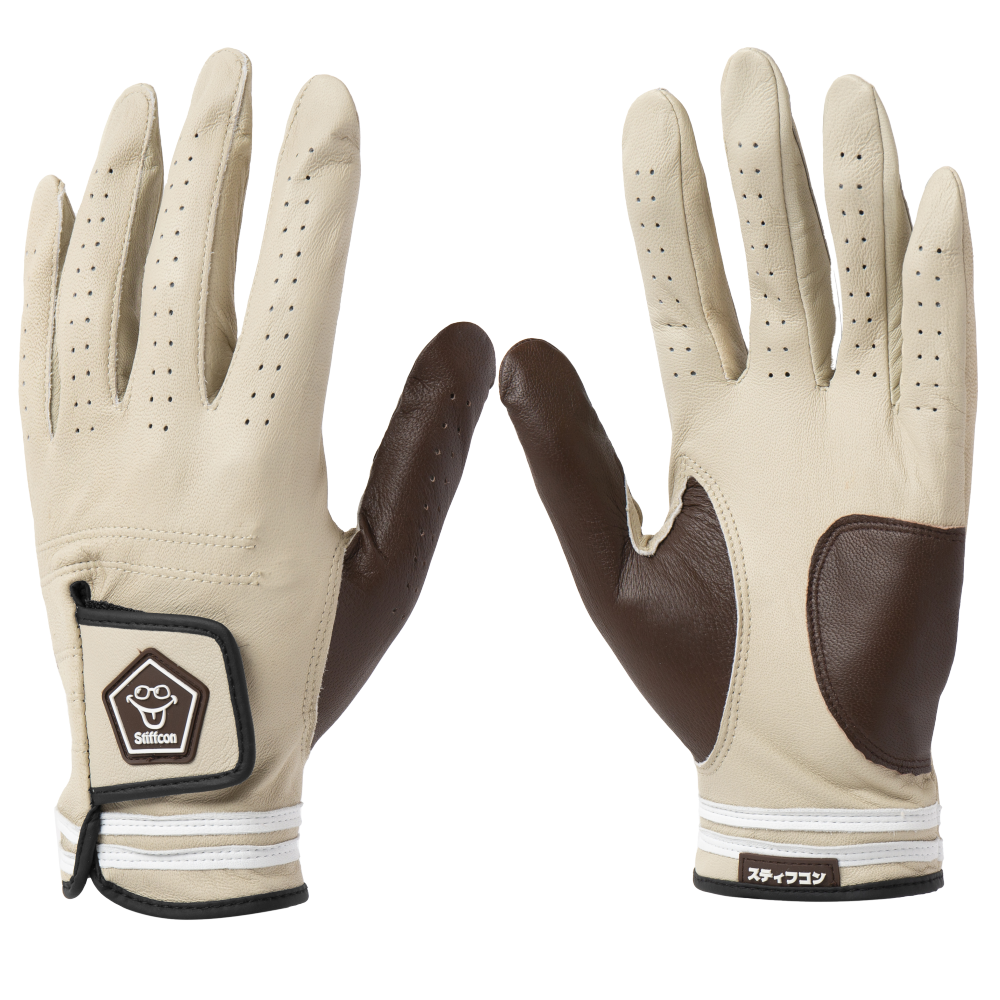 【SALE】MAVLUS こはく メンズゴルフグローブ_ベージュ/ホワイト