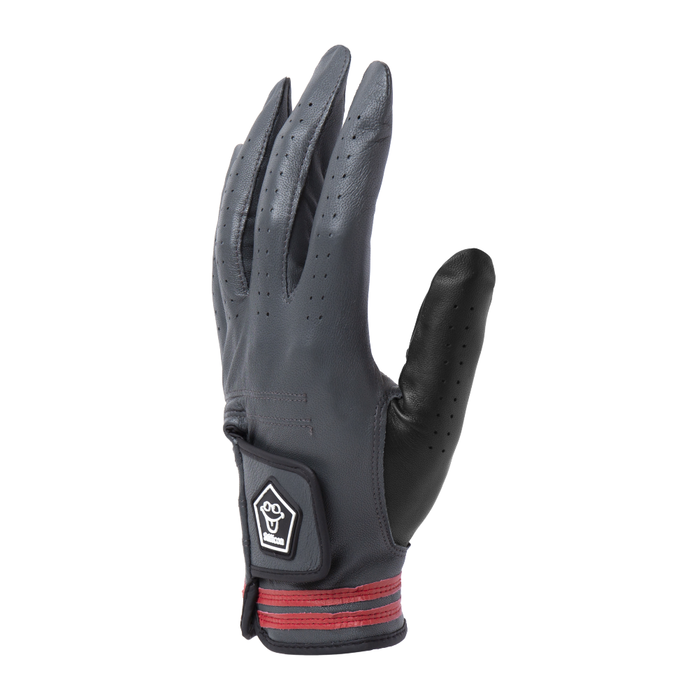 【SALE】MAVLUS かがりび メンズゴルフグローブ_ダークグレー/レッド