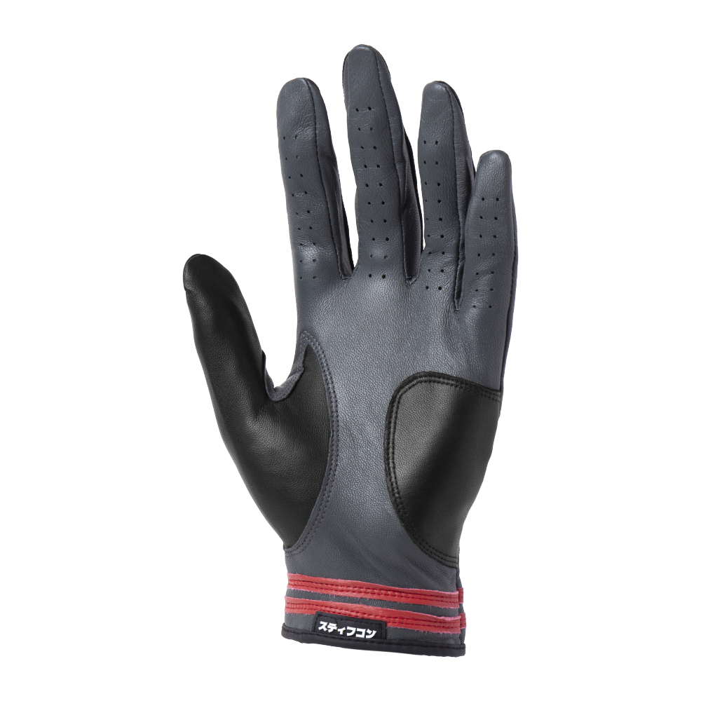 【SALE】MAVLUS かがりび メンズゴルフグローブ_ダークグレー/レッド