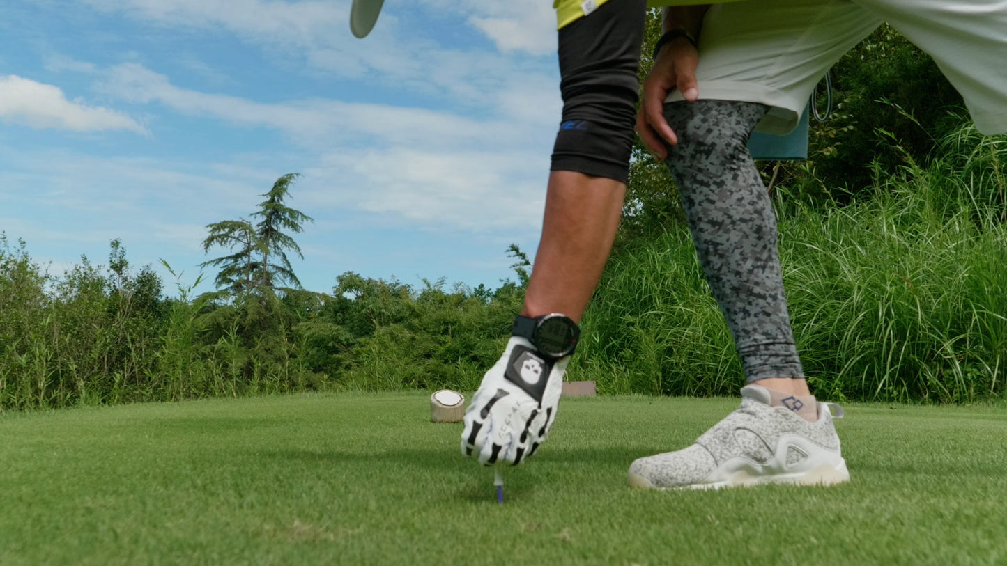 TULANG WHITE メンズ骨柄ゴルフグローブ左手 トゥーラン白 V2