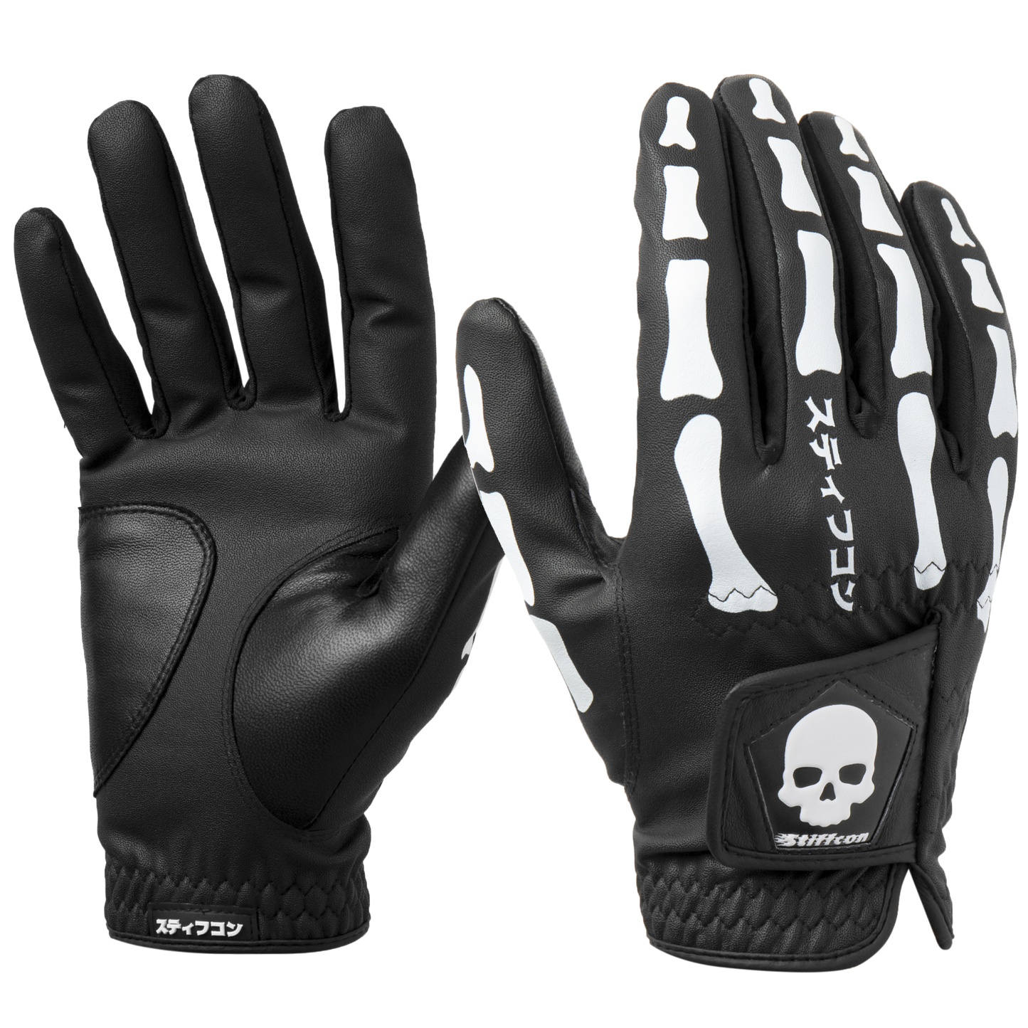 TULANG BLACK メンズ骨柄ゴルフグローブ右手 トゥーラン黒 V2