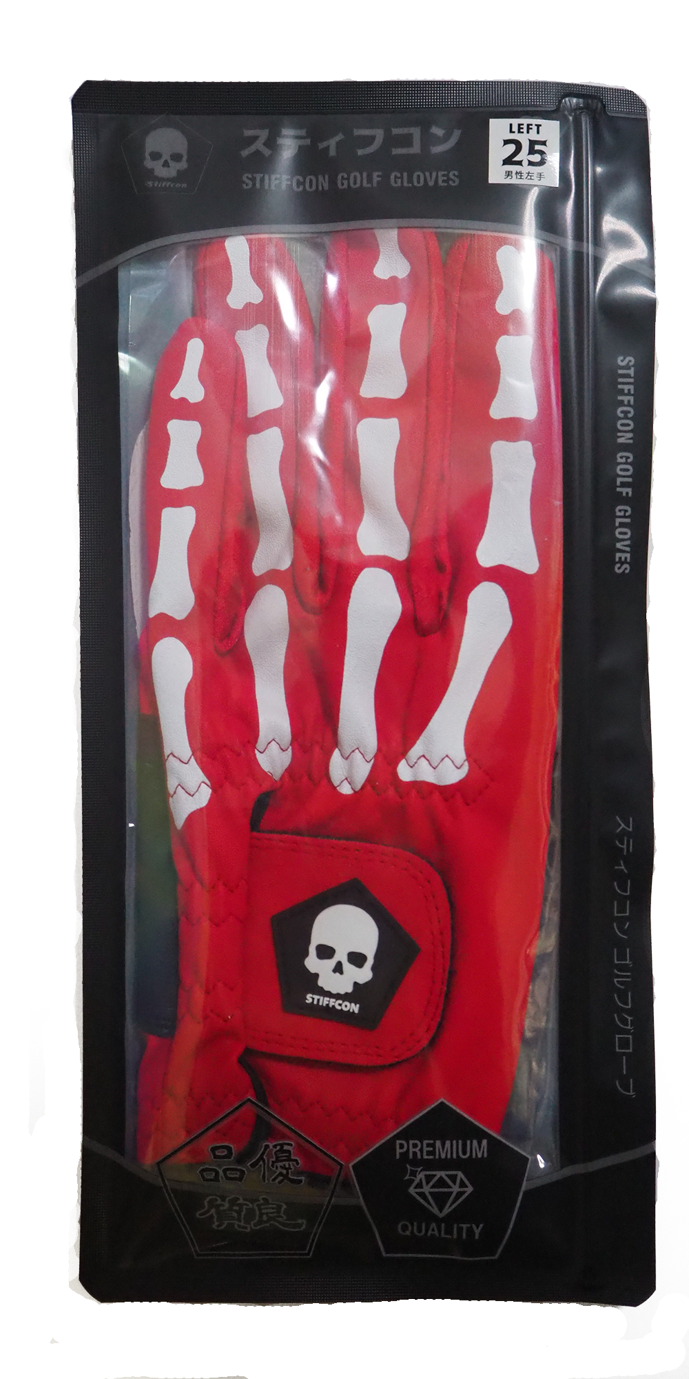 TULANG RED メンズ骨柄ゴルフグローブ左手 トゥーラン赤 V4