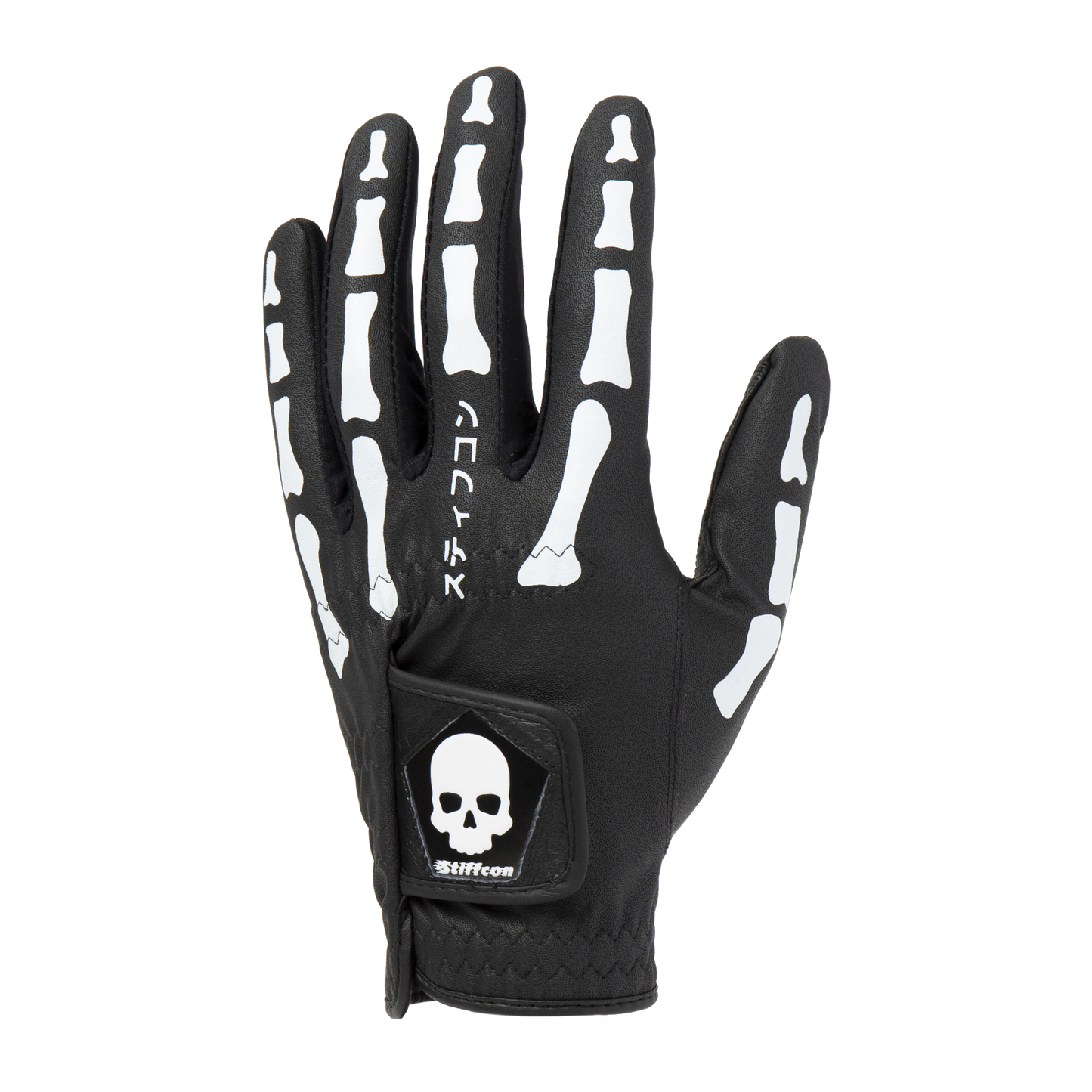 TULANG BLACK メンズ骨柄ゴルフグローブ左手 トゥーラン黒 V2