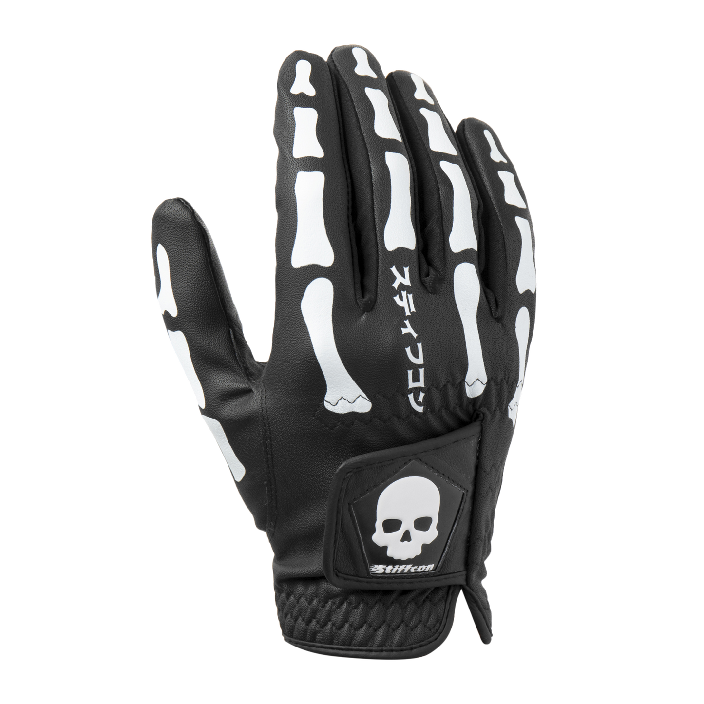 TULANG BLACK メンズ骨柄ゴルフグローブ右手 トゥーラン黒 V2