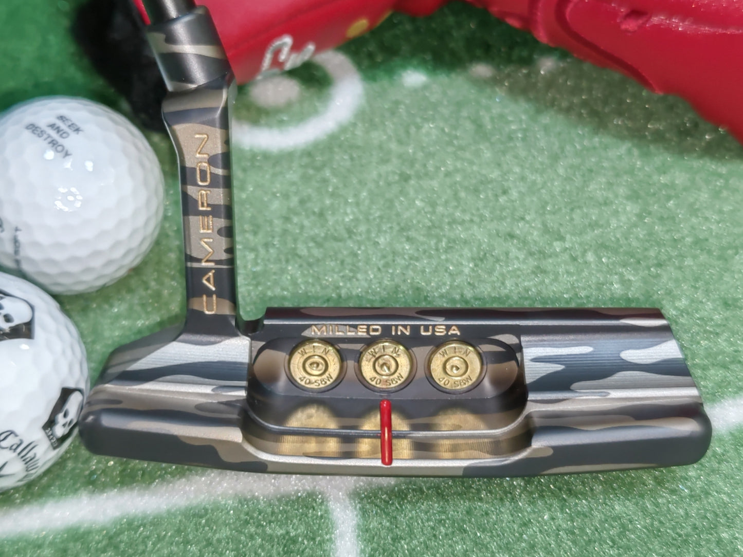 実弾リム搭載!スコッティキャメロン 33.5インチパター ブラックPVD+レーザーエッチングカモフラ仕上げ