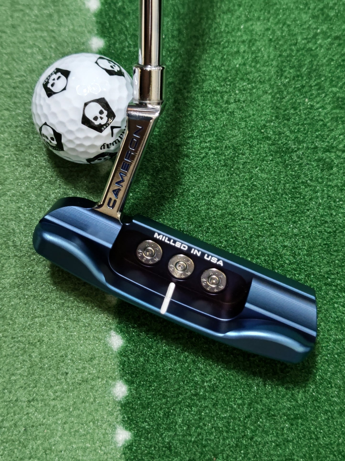 実弾リム搭載!スコッティキャメロン 33.5インチパター ブルーPVD&クロム仕上げ