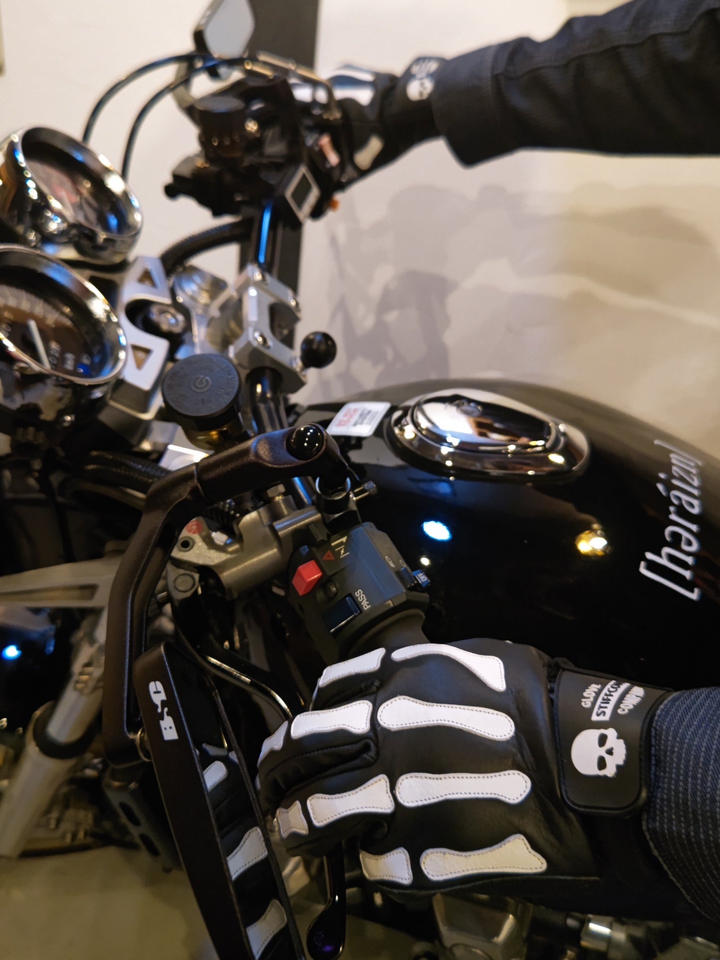 HELL PATROL BLACK_スティフコン本革バイクグローブ ヘルパトロール 黒