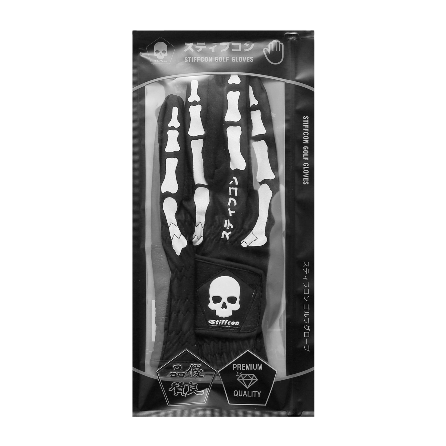 TULANG BLACK レディース骨柄ゴルフグローブ左手 トゥーラン黒