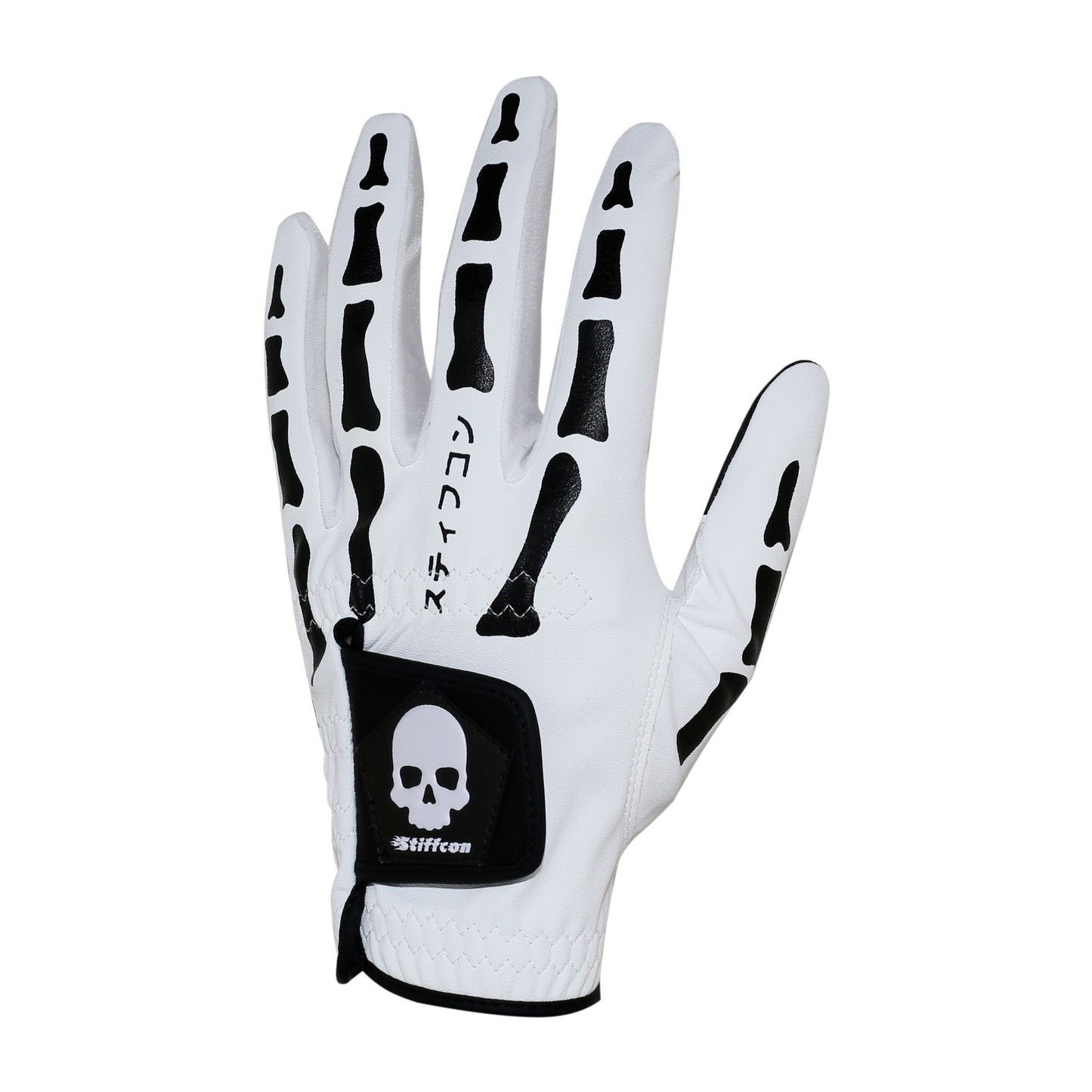 TULANG WHITE メンズ骨柄ゴルフグローブ左手 トゥーラン白 V2