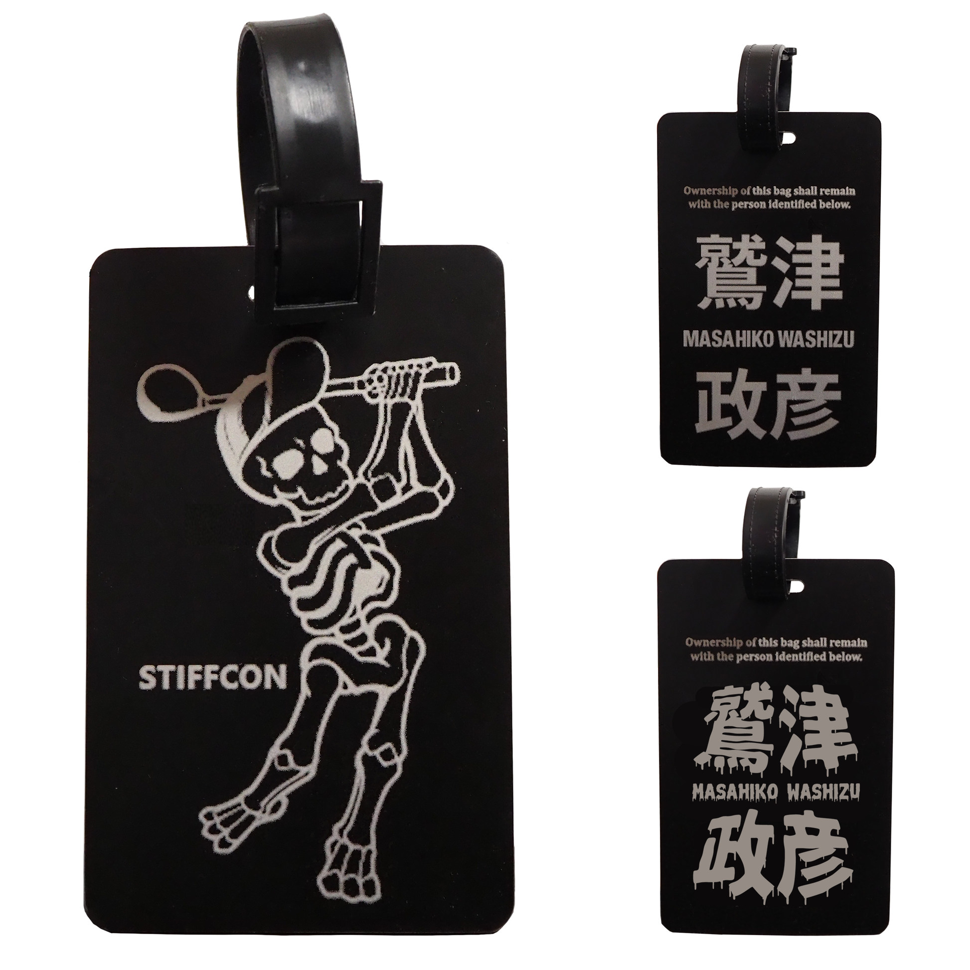 プレミアムアルミネームタグ スカルスイング黒 Name Tag Skull Swing