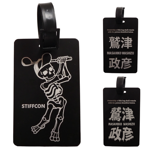 プレミアムアルミネームタグ スカルスイング黒 Name Tag Skull Swing black STIFFCON