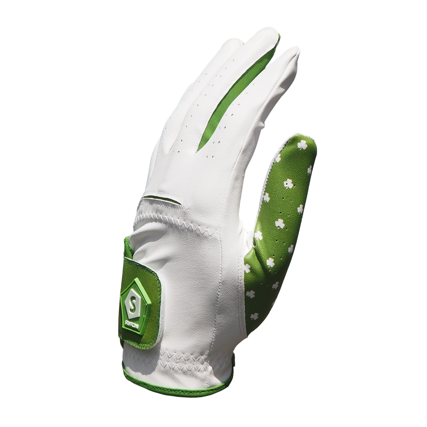 FLUO SHAMROCK メンズゴルフグローブ左手 シャムロック V5 クローバー 緑 白 若葉