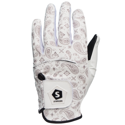 FLUO PAISLEY WHITE メンズゴルフグローブ左手 ペイズリー白 V5