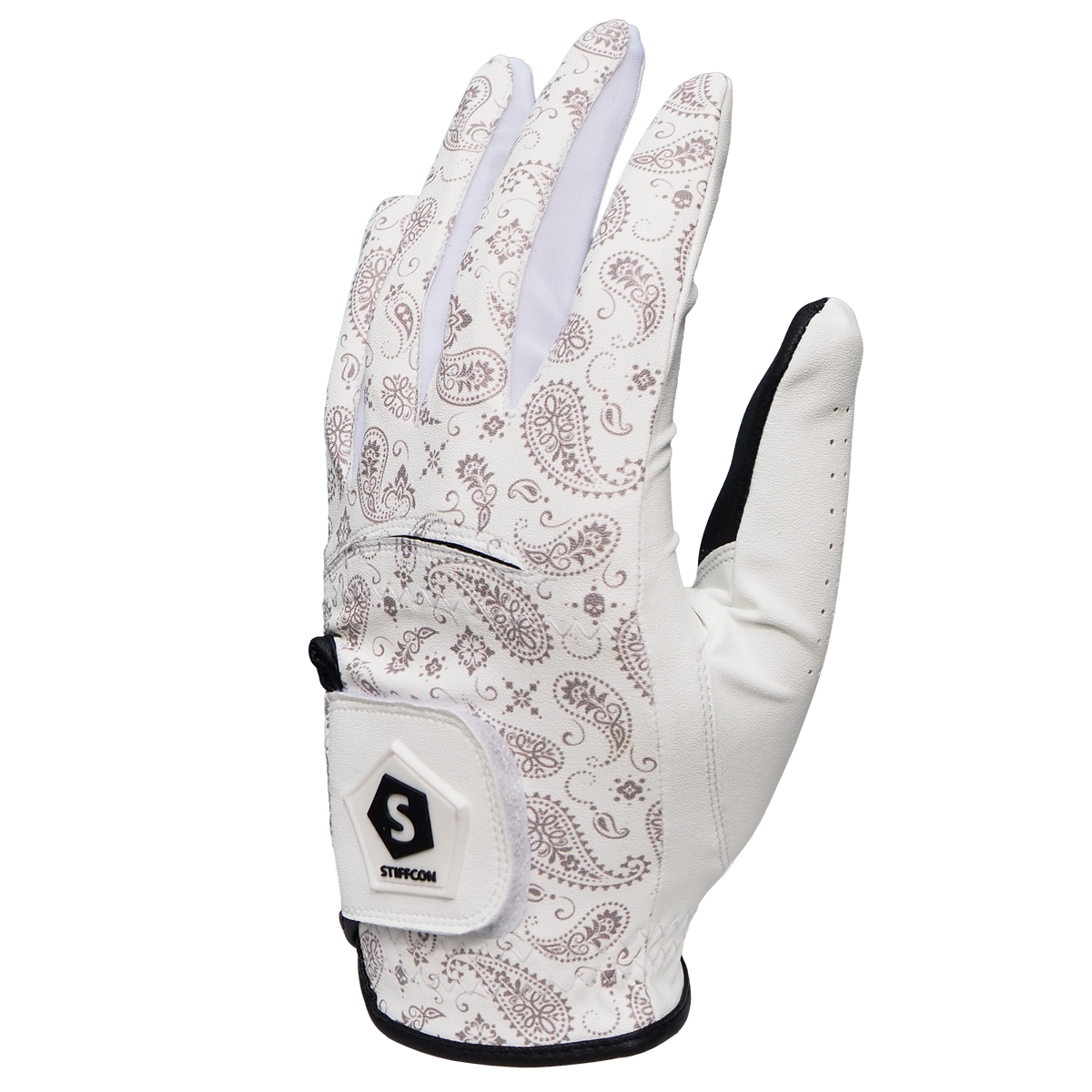 FLUO PAISLEY WHITE メンズゴルフグローブ左手 ペイズリー白 V5