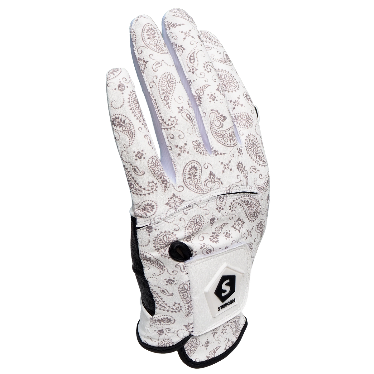 FLUO PAISLEY WHITE メンズゴルフグローブ左手 ペイズリー白 V5